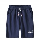 Men Simple Casual Loose Comfortable Fifth Pants Homewear Navy XL