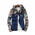 Men Simple Casual Loose Hooded Jacket Camouflage Print Stitching Coat Tops  white XL