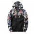 Men Simple Casual Loose Hooded Jacket Camouflage Print Stitching Coat Tops  white XL