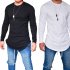 Men Simple Casual Solid Color Round Neck T shirt Slim Long Sleeve Tops Clothes black XXL