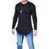 Men Simple Casual Solid Color Round Neck T shirt Slim Long Sleeve Tops Clothes black XXL