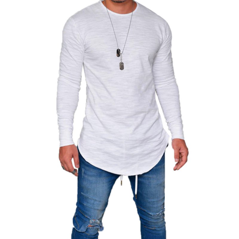 Simple Slim Long Sleeve T-shirt white XXL
