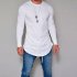 Men Simple Casual Solid Color Round Neck T shirt Slim Long Sleeve Tops Clothes white XXL