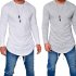 Men Simple Casual Solid Color Round Neck T shirt Slim Long Sleeve Tops Clothes white XXL