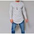 Men Simple Casual Solid Color Round Neck T shirt Slim Long Sleeve Tops Clothes white L