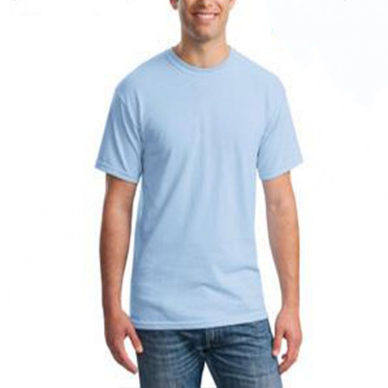Men Simple Round Collar Cotton Base T-shirt