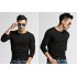 Men Simple Solid Color Long Sleeve T Shirt Chic Slim Round Neck Tops Red wine XL  within 137 79 Ib 