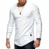 Men Slim Fit O Neck Long Sleeve Muscle Shirt Casual Solid Color Tops Blouse gray L