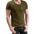 Men Slim Fit O Neck Ripped Short Sleeve Muscle Tee T shirt ArmyGreen M