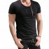 Men Slim Fit O Neck Ripped Short Sleeve Muscle Tee T shirt white M