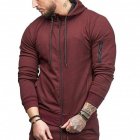 Men Slim Fit Sports Hoodies Zipper Closure Fashion Casual Jacket Sweatshirts  wine Red XL