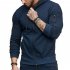 Men Slim Fit Sports Hoodies Zipper Closure Fashion Casual Jacket Sweatshirts Navy M