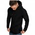 Men Slim Solid Color Long Sleeve T shirt Casual Hooded Tops Blouse black M