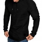 Men Slim Solid Color Long Sleeve T shirt Casual Hooded Tops Blouse black M