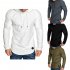 Men Slim Solid Color Long Sleeve T shirt Casual Hooded Tops Blouse gray M