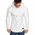Men Slim Solid Color Long Sleeve T shirt Casual Hooded Tops Blouse white XXL