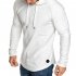 Men Slim Solid Color Long Sleeve T shirt Casual Hooded Tops Blouse white L