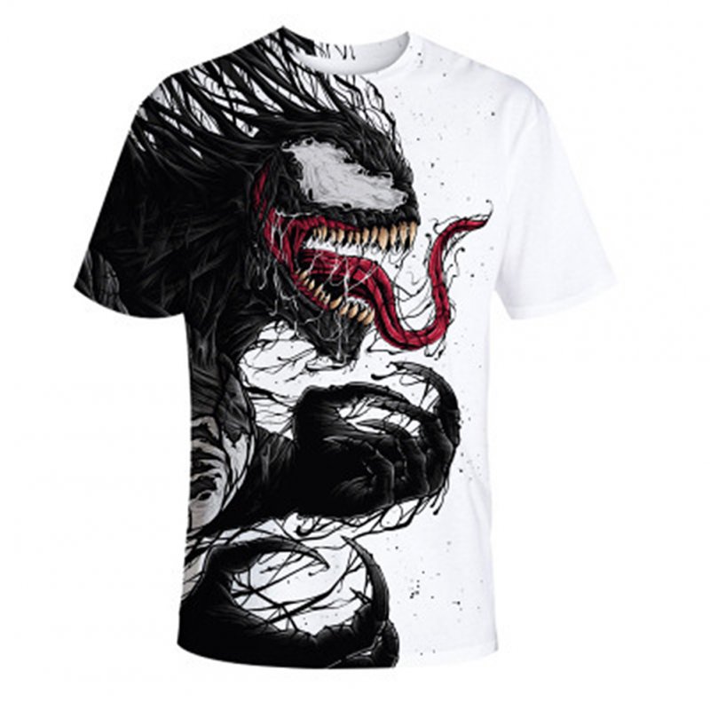 Men Soft 3D Digital Printing Fashion Summer Round Collar Casual T-shirt Tops Venom_XXL