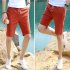 Men Soft Cotton Loose Casual Shorts Middle Length Pants red XXL