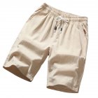 Men Soft Cotton Loose Casual Shorts Middle Length Pants Beige XL