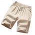 Men Soft Cotton Loose Casual Shorts Middle Length Pants Beige XXXL