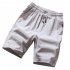 Men Soft Cotton Loose Casual Shorts Middle Length Pants Beige XXXL