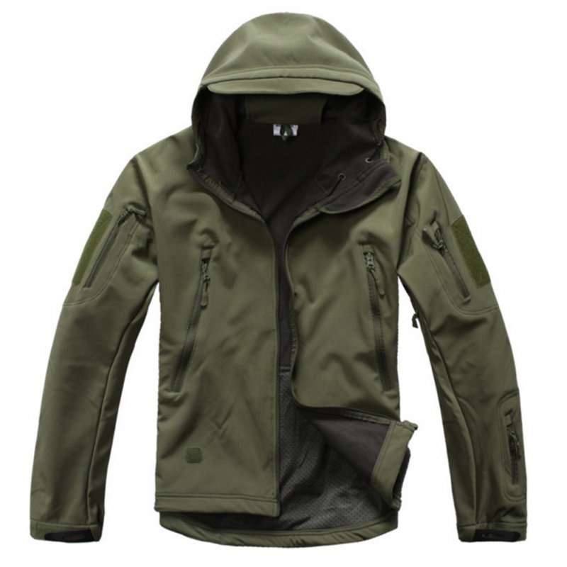 Men Softshell Military Tactical Hoodie Fleece Jacket Outdoor Camping Hiking + Pants Set
