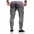 Men Solid Color Casual Slacks Fashion Soft Cotton Sports Jogging Pants Dark gray XXL