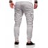 Men Solid Color Casual Slacks Fashion Soft Cotton Sports Jogging Pants Dark gray XXL
