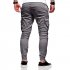 Men Solid Color Casual Slacks Fashion Soft Cotton Sports Jogging Pants Dark gray M