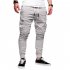 Men Solid Color Casual Slacks Fashion Soft Cotton Sports Jogging Pants Dark gray M