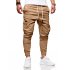 Men Solid Color Casual Slacks Fashion Soft Cotton Sports Jogging Pants Khaki XXL