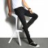 Men Solid Color Fashion Slim Type Jeans Pencil Pants black 29