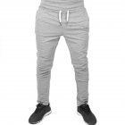 Men Solid Color Gym Fitness Casual Pants light grey_2XL