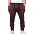 Men Solid Color Middle Waist Casual Harem Pants coffee XL  32 33 