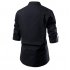 Men Solid Color Pullover Stand Collar Long Sleeve Casual Shirt black XL