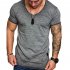 Men Solid Color Round Collar Slim Short Sleeve T Shirt  gray L