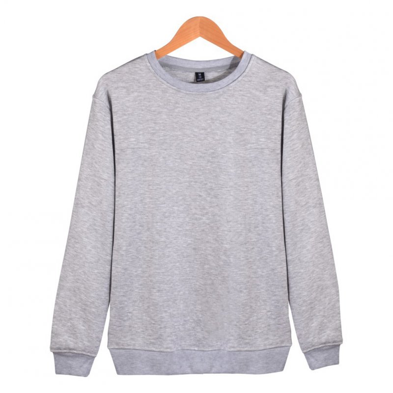 Men Solid Color Round Neck Long Sleeve Sweater Winter Warm Coat Tops gray_XL