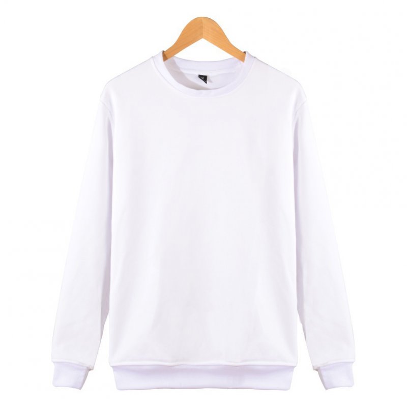 Men Solid Color Round Neck Long Sleeve Sweater Winter Warm Coat Tops white_S