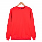 Men Solid Color Round Neck Long Sleeve Sweater Winter Warm Coat Tops red XXL