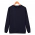 Men Solid Color Round Neck Long Sleeve Sweater Winter Warm Coat Tops Dark blue XXXL