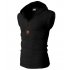 Men Solid Color Sleeveless Casual Hooded Vest Base Shirt black M