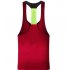 Men Solid Color Splicing Vest for Home Outdoor Sports Fitness Wear red XL