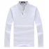 Men Solid Color V Neck Long Sleeve Leisure T shirt white L