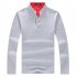 Men Solid Color V Neck Long Sleeve Leisure T shirt gray L