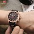Men Sport Quartz Clock Watches 3 Eyes Luxury Silicone Strap Casual Military Watch coffee dial silver shell brown belt