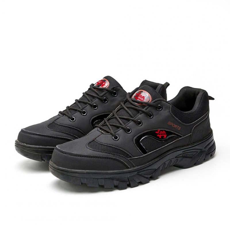 Men Sport Shoes Front Tie Casual Sports Shoes Anti-slip Rubber Soles Running Shoes For Outdoor Hiking Travel black 45