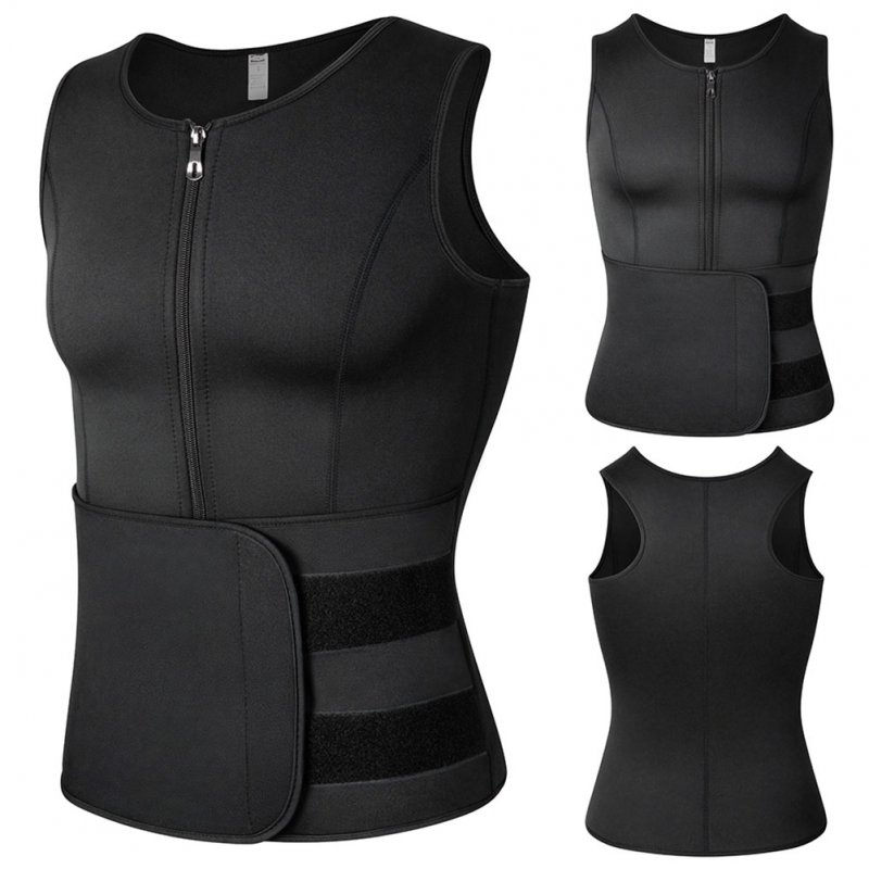 Men Sports Body Shaper Waist Trainer Double Sided Zipper Weight Loss Sauna Suit Slimming Shapewear
