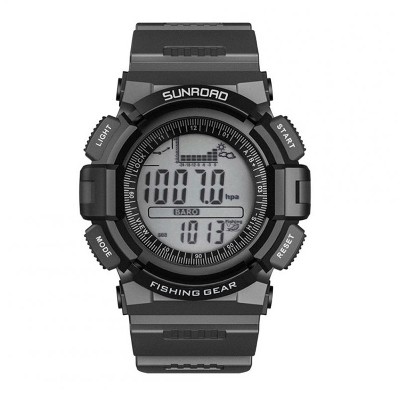 Men Sports Digital Watches-Weather Forecast Waterproof Hiking Compass Barometer Altimeter Thermometer Watches Gray-black