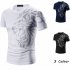 Men Sports Leisure Printing T Shirts Short Sleeve Round Neck Sweat Absorbent Breathable Quick Drying Tops   White M